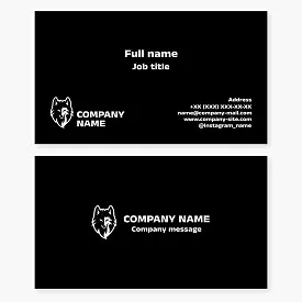 Business card template. Smiling wolf. Abstract. Symbol of strength, fearlessness, wisdom, independence, and self-sufficiency. Brand. Sports team.