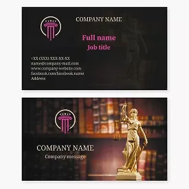 Business card template Law, court, lawyer, attorney, prosecutor, notary