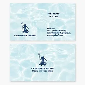 Business card template. Poseidon, Neptune. Abstract. Symbol of the sea element, power over the oceans, storms, and protection of sailors.