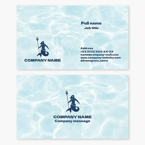Business card template. Poseidon, Neptune. Abstract. Symbol of the sea element, power over the oceans, storms, and protection of sailors.