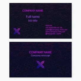 Business card template. Modern electronic technologies. Letter X.