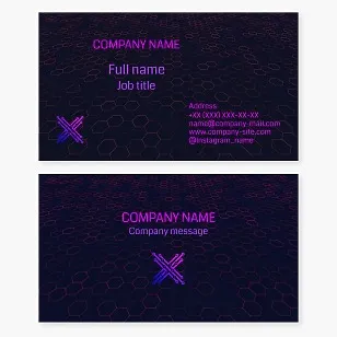 Business card template. Modern electronic technologies. Letter X.