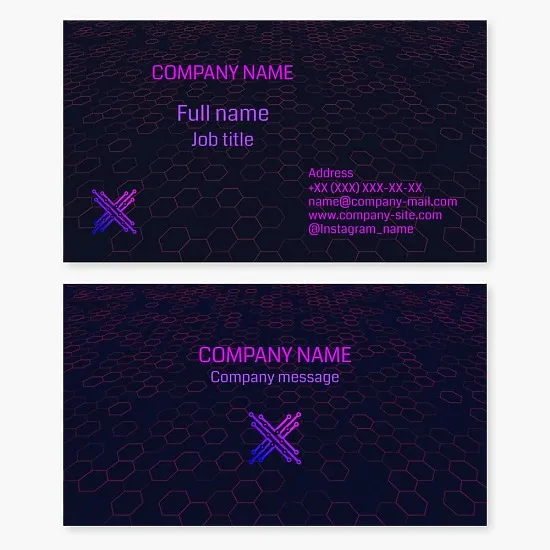 Business card template. Modern electronic technologies. Letter X.