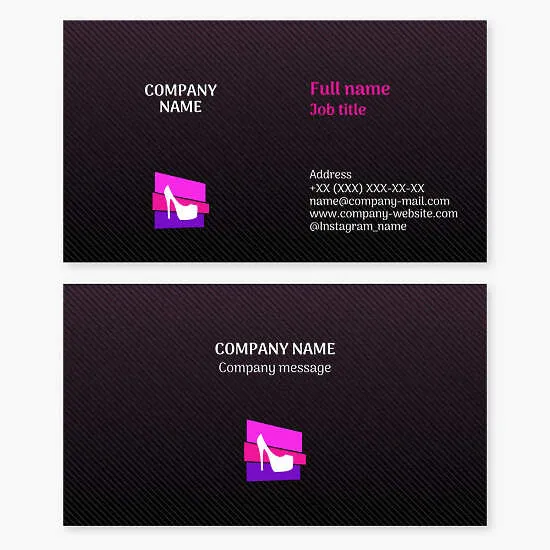 Business card template. Shoe store.