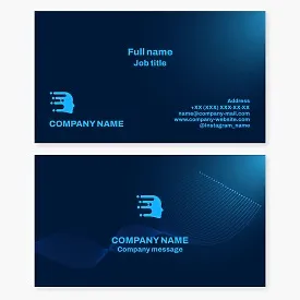 Business card template. Technology, artificial intelligence, speed of thought, innovation, rapid information exchange, digital transformation, machine learning, data processing.