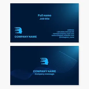 Business card template. Technology, artificial intelligence, speed of thought, innovation, rapid information exchange, digital transformation, machine learning, data processing.