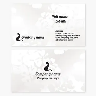 Business card template. Women's brand. Home goods. Feline specialist, cat breeder. Cattery.