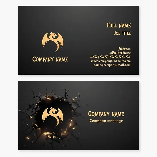 Golden Dragon Business Card Template. Computer Games, Club.