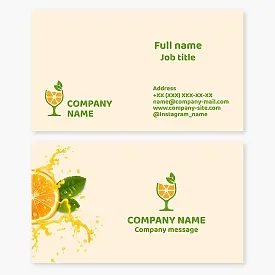 Business card template. Fruit bar. Natural juices.