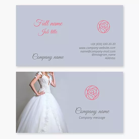 Business card template Wedding dresses and outfits, rose, wedding salon