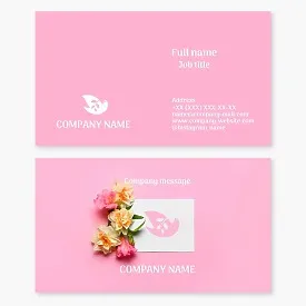 Business card template. Dove with a plant branch.