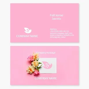 Business card template. Dove with a plant branch.