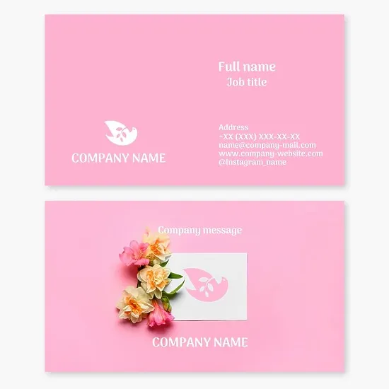 Business card template. Dove with a plant branch.