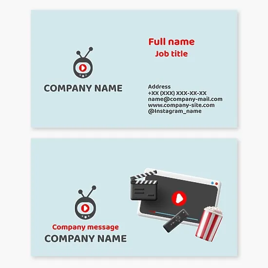 Business card template. TV channel, TV show.