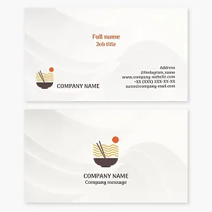 Business card template. Japanese noodles. Udon, ramen, soba, miyabi, harusame. Japanese cuisine restaurant, cafe.