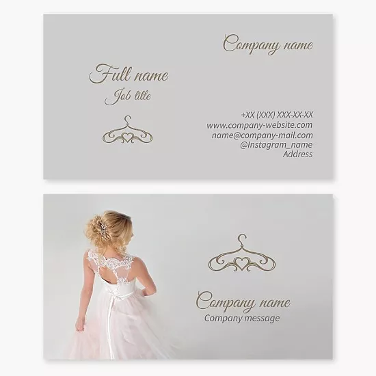 Business card template Wedding salon, clothes and accessories for the bride and groom