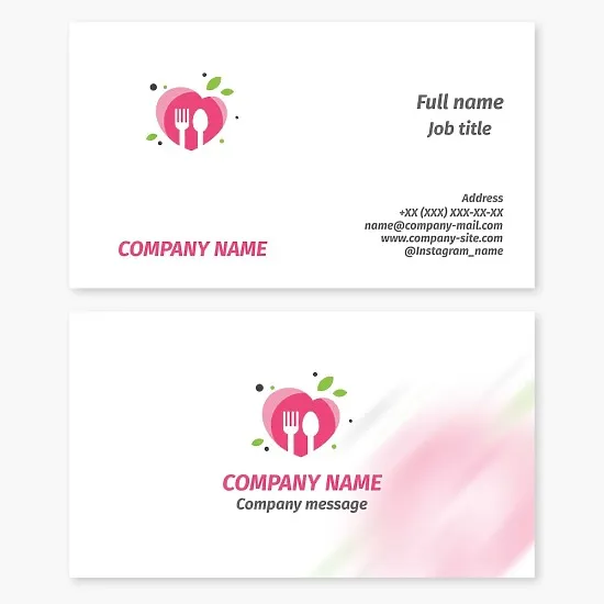 Business card template. Cafe, canteen.