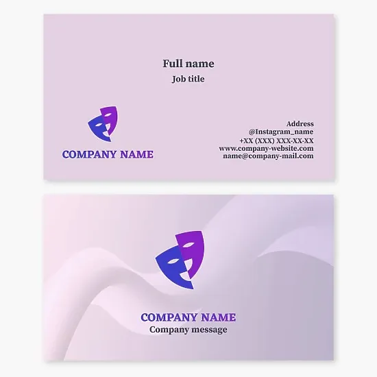 Abstract Mask Business Card Template. Theatre Troupe. Actors.