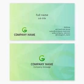 Business card template. Abstract. Plant leaf. Ecology. Letter G, C.