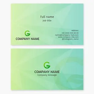 Business card template. Abstract. Plant leaf. Ecology. Letter G, C.
