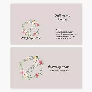 Soft Floral Wreath Design Business Card Template