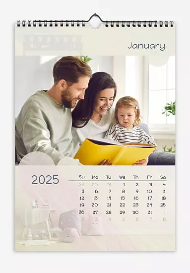 Calendar template Young family with a child