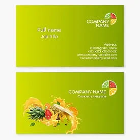 Business card template for a juice bar, wholesale supplies of fruits and berries.