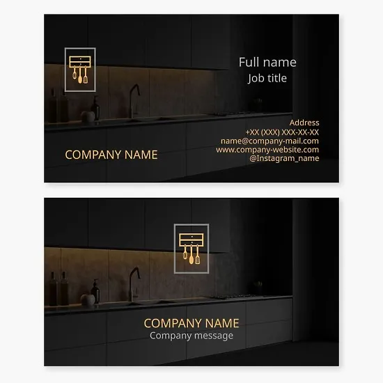 Business card template. Production of kitchen furniture.