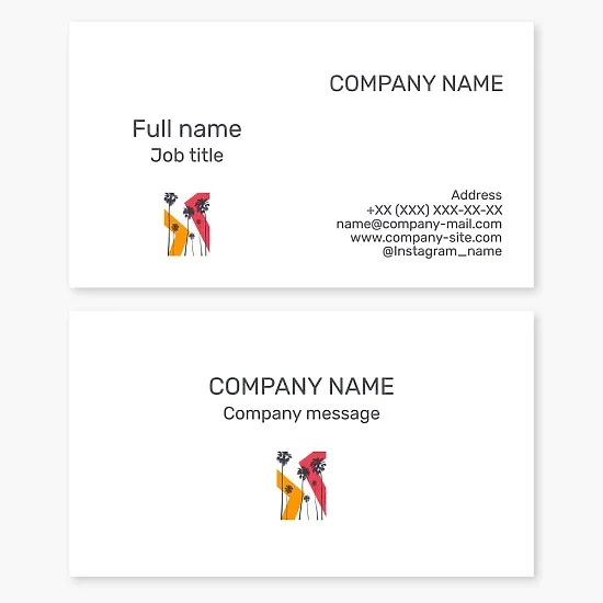 Business card template. Palm trees. Abstract.