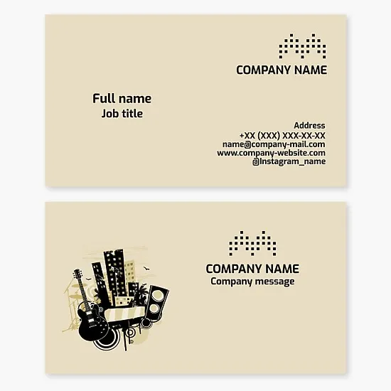 Business card template. Contemporary music. Street music. Letter M.
