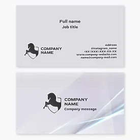 Horse Shield Logo Business Card Template. Horse farm, horse riding, hippotherapy.