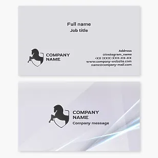 Horse Shield Logo Business Card Template. Horse farm, horse riding, hippotherapy.