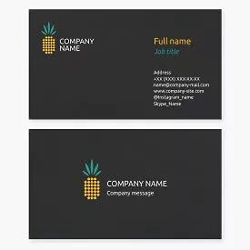 Business card template. Pineapple. Supply of tropical fruits.