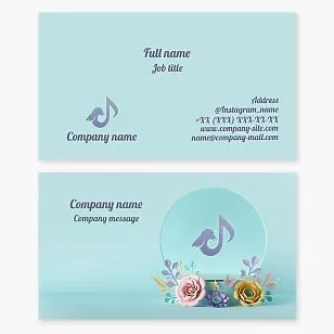 Creative Business Card Template with Bird Music Logo and Flower-Decorated Water Globe