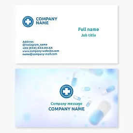 Medical business card template for healthcare. Medicines.