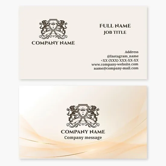 Royal Lion Business Card Template. Vintage Royal Coat of Arms.