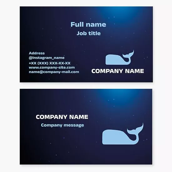 Whale Logo Blue Business Card Template