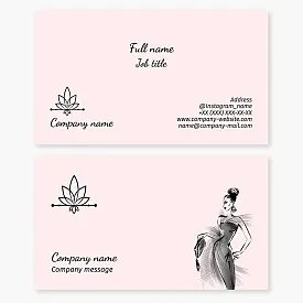 Business card template: fashion, tailoring and clothing repair studio, designer studio, modeling agency.
