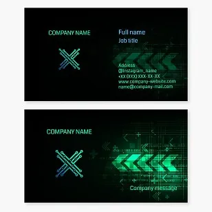 Digital Technology Business Card Template. Letter X.