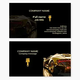 Business card template. Car piston. Automotive spare parts.