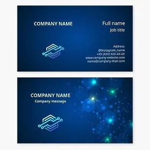 Hexagon Tech Business Card Template. Information Technology. Electronic Devices and Gadgets.