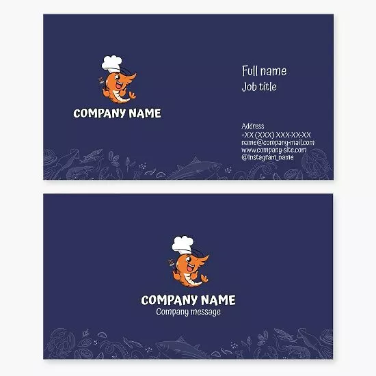 Shrimp Chef Seafood Restaurant Business Card Template