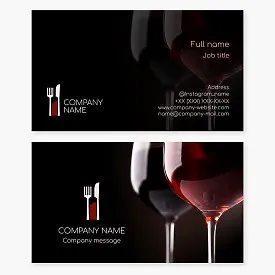 Wine Bottle and Cutlery | Catering | Restaurant Business Card Template