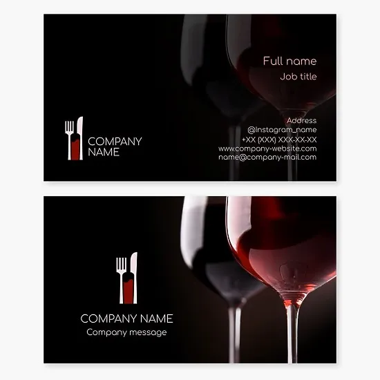 Wine Bottle and Cutlery | Catering | Restaurant Business Card Template
