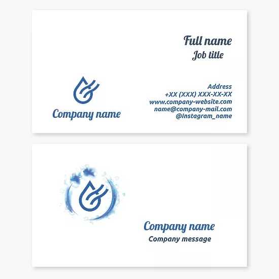 Business card template Water, drinking water, clean water, bottled water, running water, washing