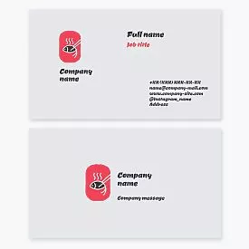 Business card template. Sushi bar. Fish dish. Hashi sticks, kuaizi.