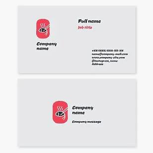 Business card template. Sushi bar. Fish dish. Hashi sticks, kuaizi.