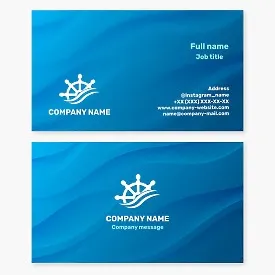 Business card template. Helm, sea trips, yacht and boat rental.
