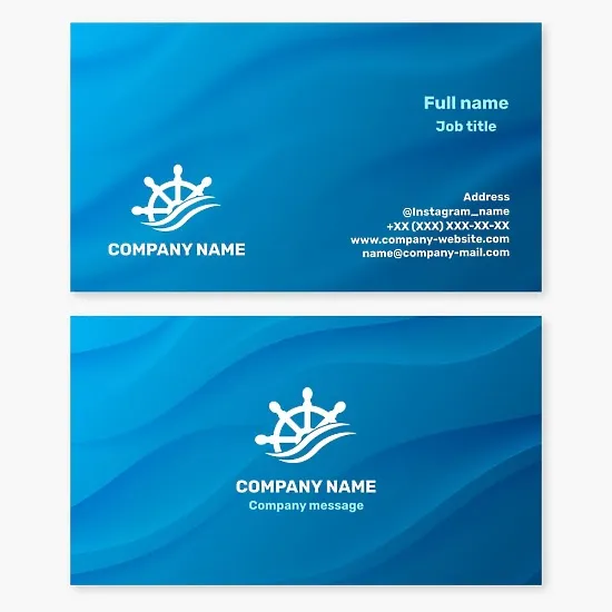 Business card template. Helm, sea trips, yacht and boat rental.