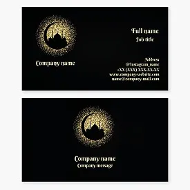 Sparkling Moon City Logo Business Card Template. Muslim Mosque.